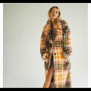 Free People x We The Free Cardi Plaid Faux Fur Coat